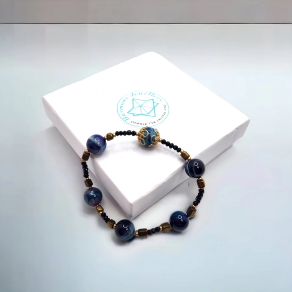 Blue Agate, Czech Glass bracelet - Picture 3 of 3